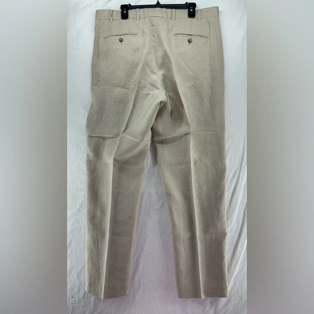 Eddie‎ Bauer Mens Linen Pants 38 Pleated Beige Tan